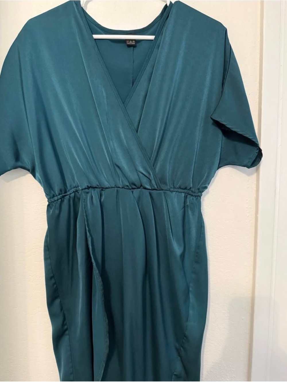 Wrap-Front High-Low Dress in Teal